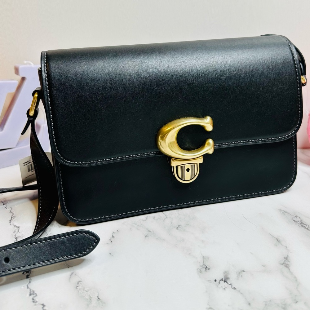COACH Studio Black Glovetanned Leather Shoulder Bag